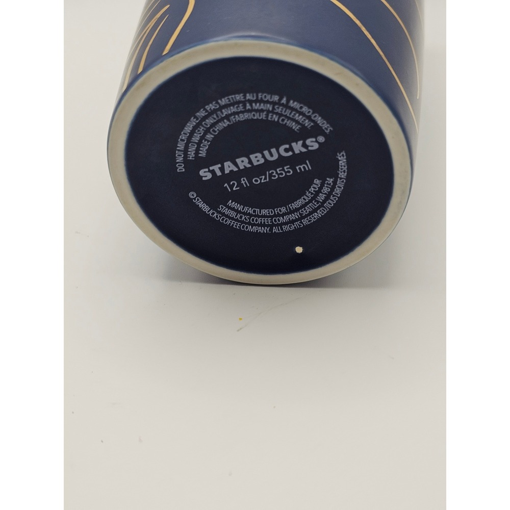 Starbucks Siren Mermaid Ceramic Tumbler w/ Lid Blue Gold 12 oz Anniversary 2017 - Picture 6 of 8
